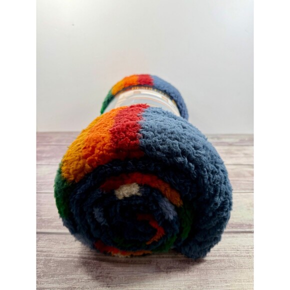 SOLD***NWT Pendleton Serape Stripe Blue Blanket Plush Manta Twin 66” x 92” - Picture 4 of 12